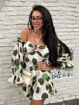 Рокля K A R P O V с изрязвания от памучна дантела с фина бродерия