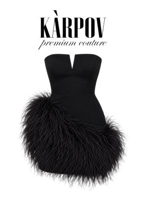 Рокля KARPOV COUTURE с акцент от драматични пера