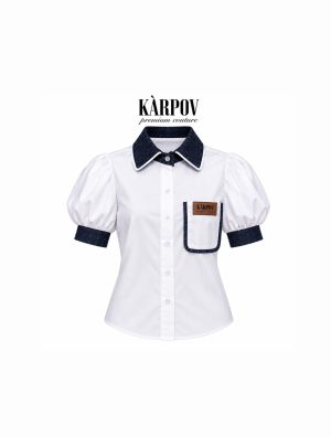 Риза KARPOV DENIM с буфан ръкав и акценти